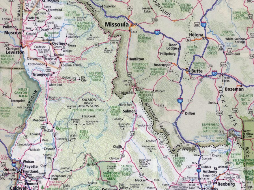 Large Detailed Roads And Highways Map Of Idaho State With All Cities Vidiani Maps Of All Countries In One Place
