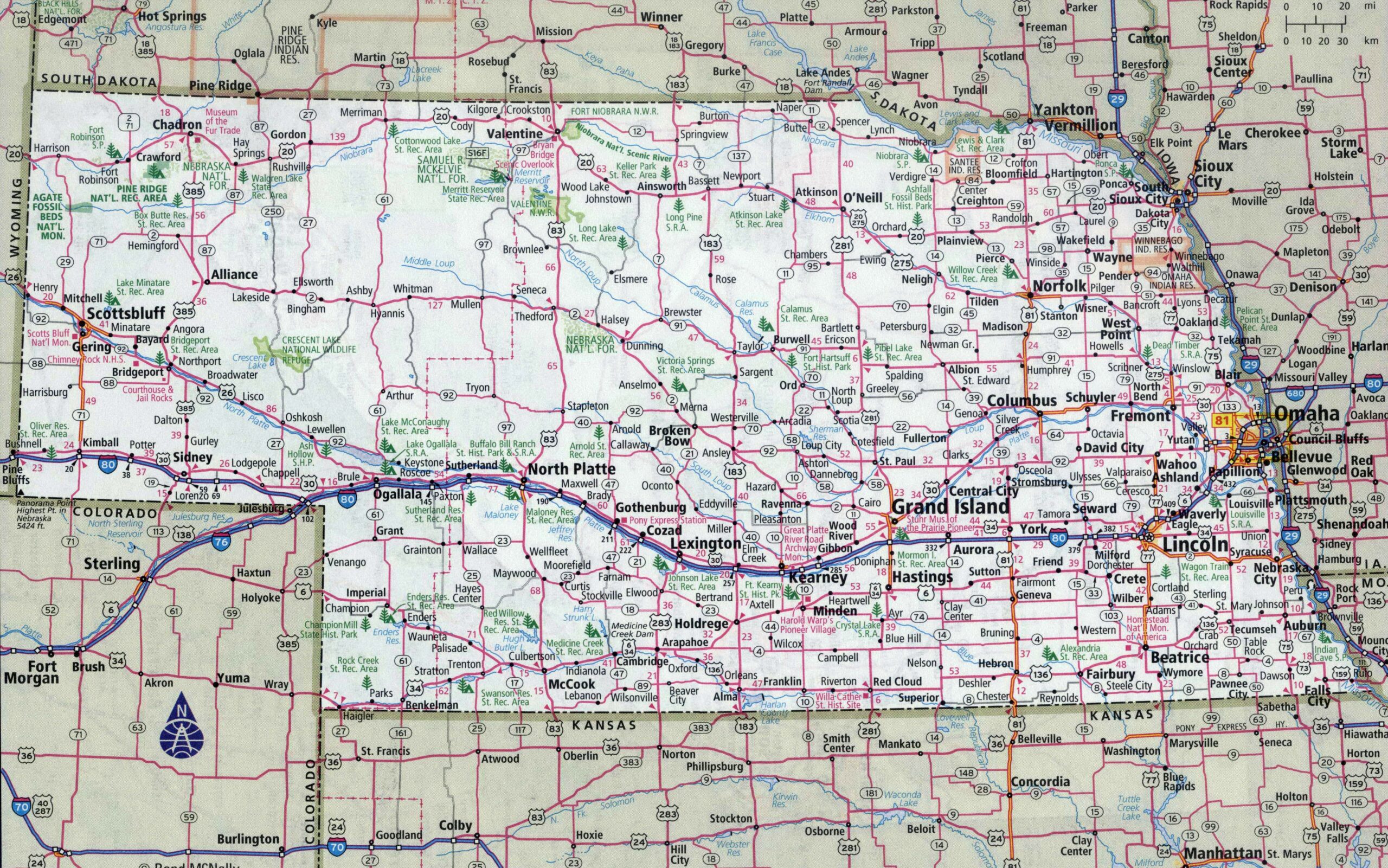 Large Detailed Roads And Highways Map Of Nebraska State With All Cities Nebraska State USA Maps Of The USA Maps Collection Of The United States Of America