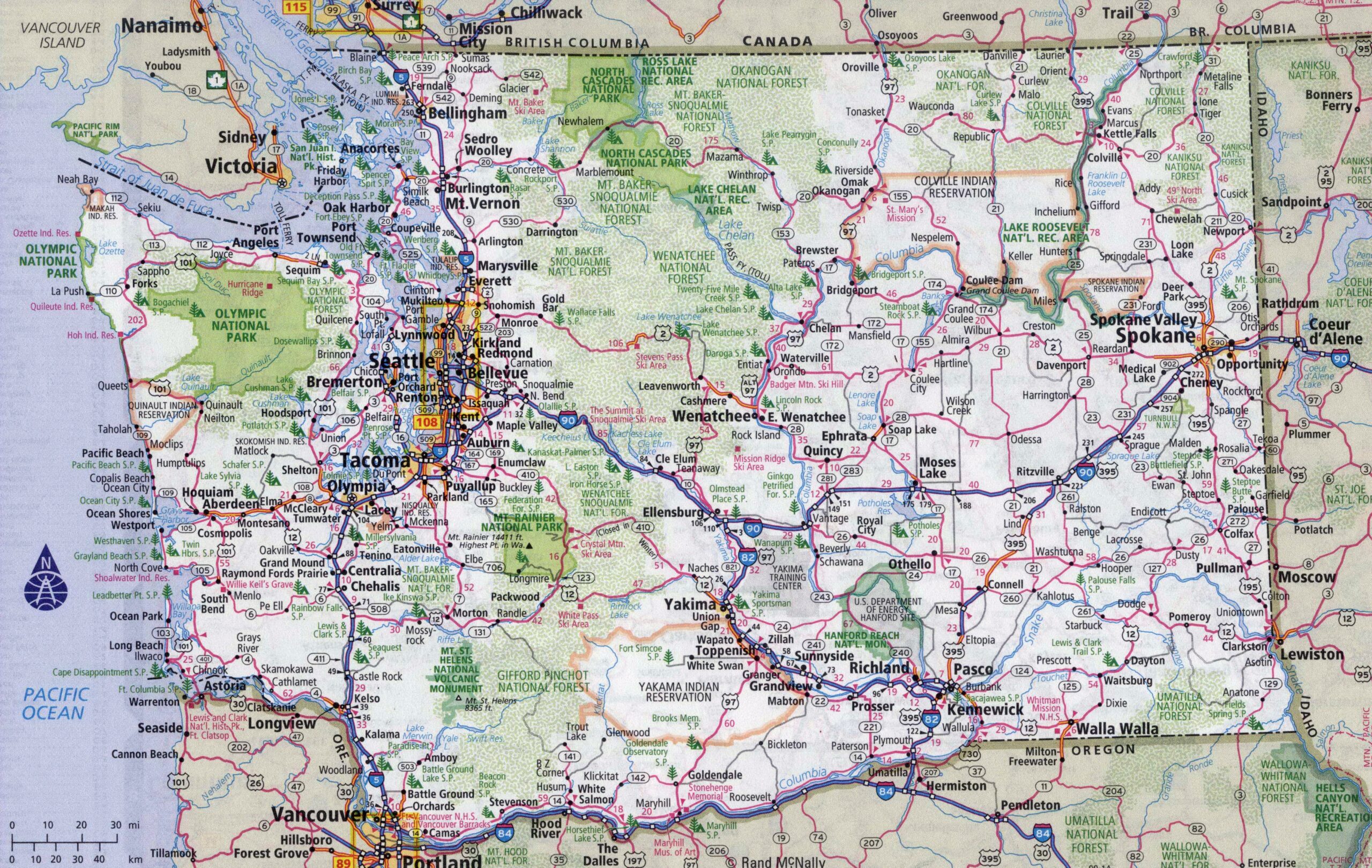 Printable Map Of Wa State