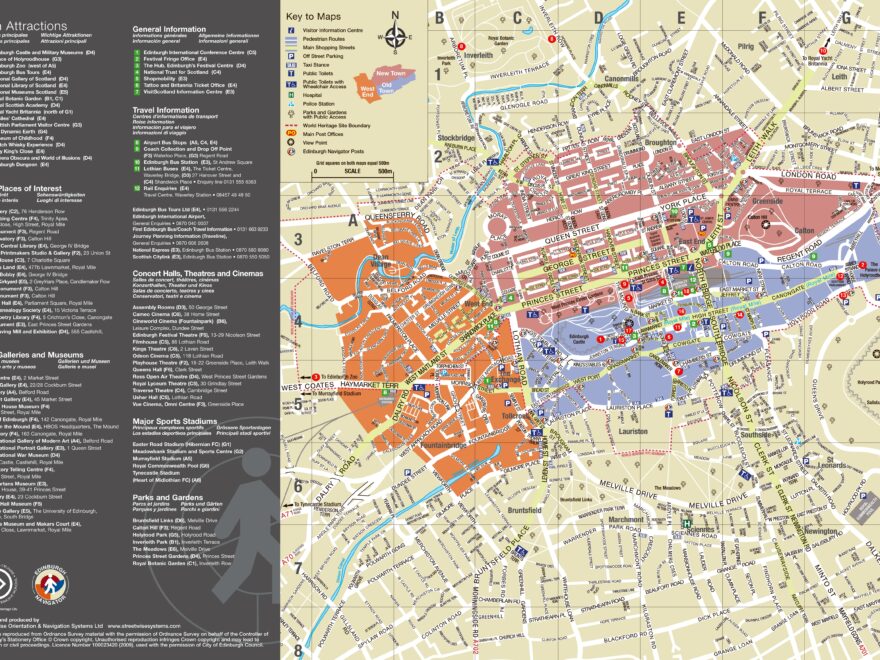 Large Detailed Tourist Map Of Edinburgh City Edinburgh City Large Detailed Tourist Map Vidiani Maps Of All Countries In One Place