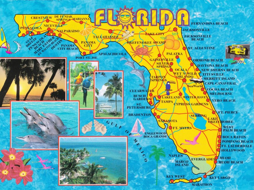 Large Detailed Tourist Map Of Florida State Vidiani Maps Of All Countries In One Place
