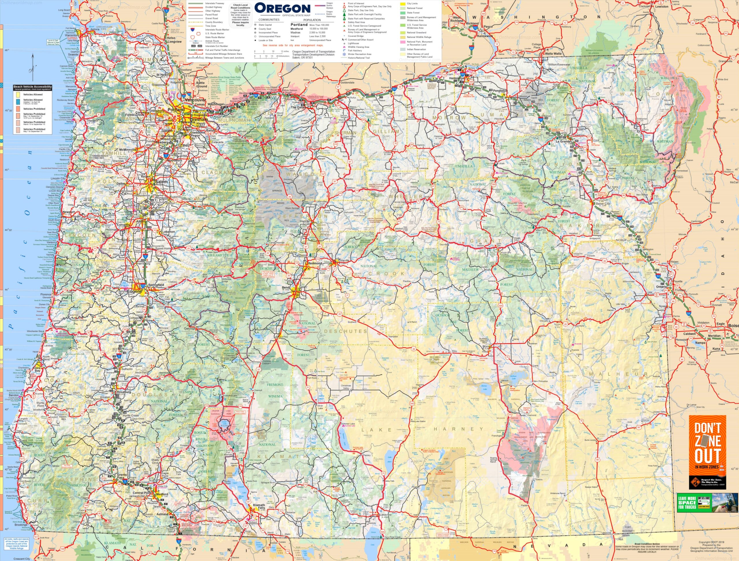 Oregon State Map Printable