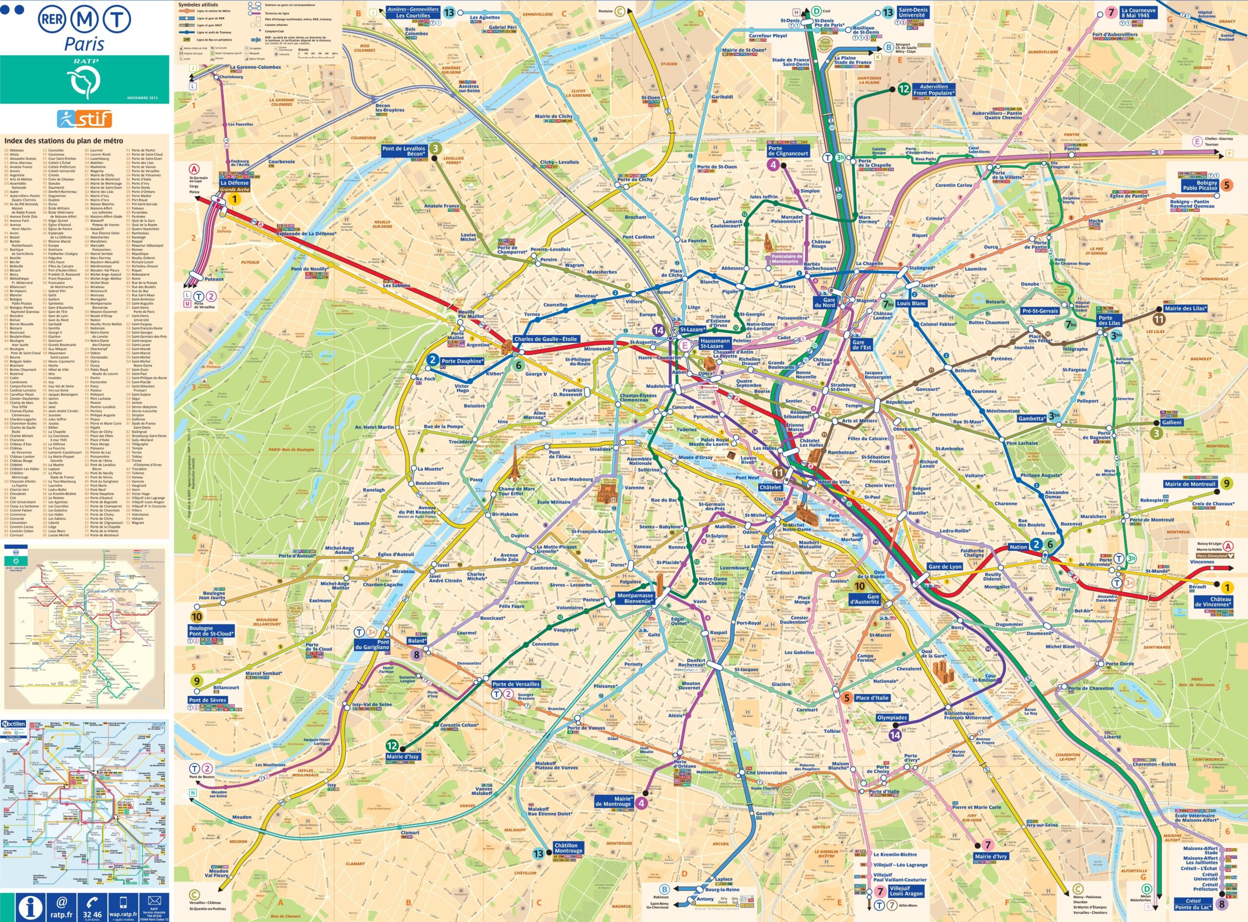 Large Detailed Tourist Map Of Paris With Metro Ontheworldmap