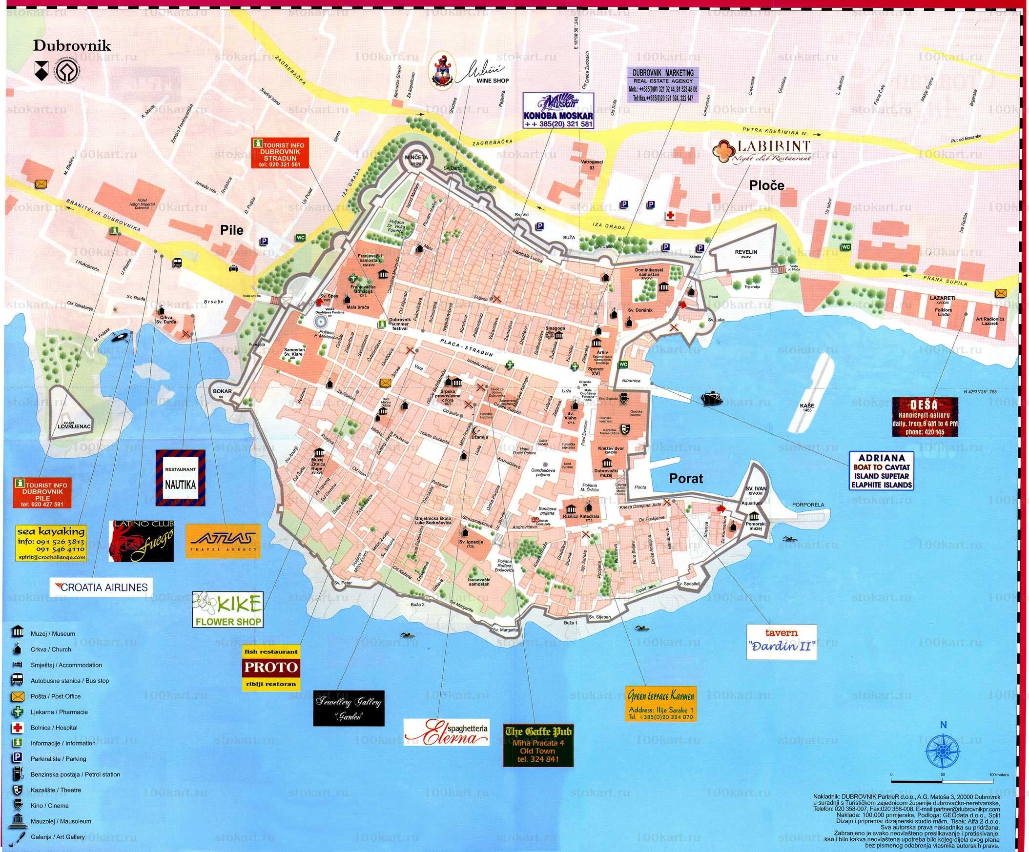 Free Printable Map Dubrovnik Croatia