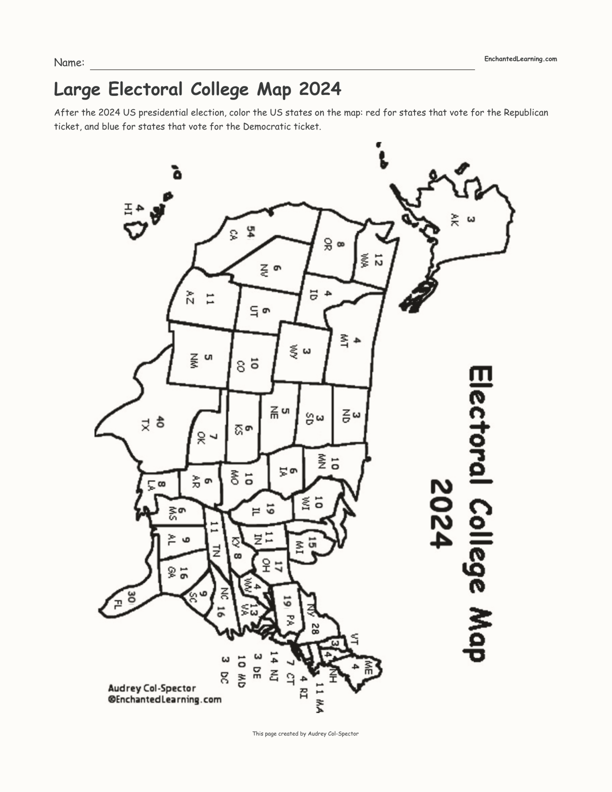 Electoral College Interactive Map Printable