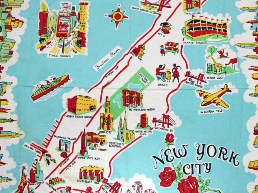 Large Illustrated Tourist Map Of New York City Vidiani Maps Of All Countries In One Place