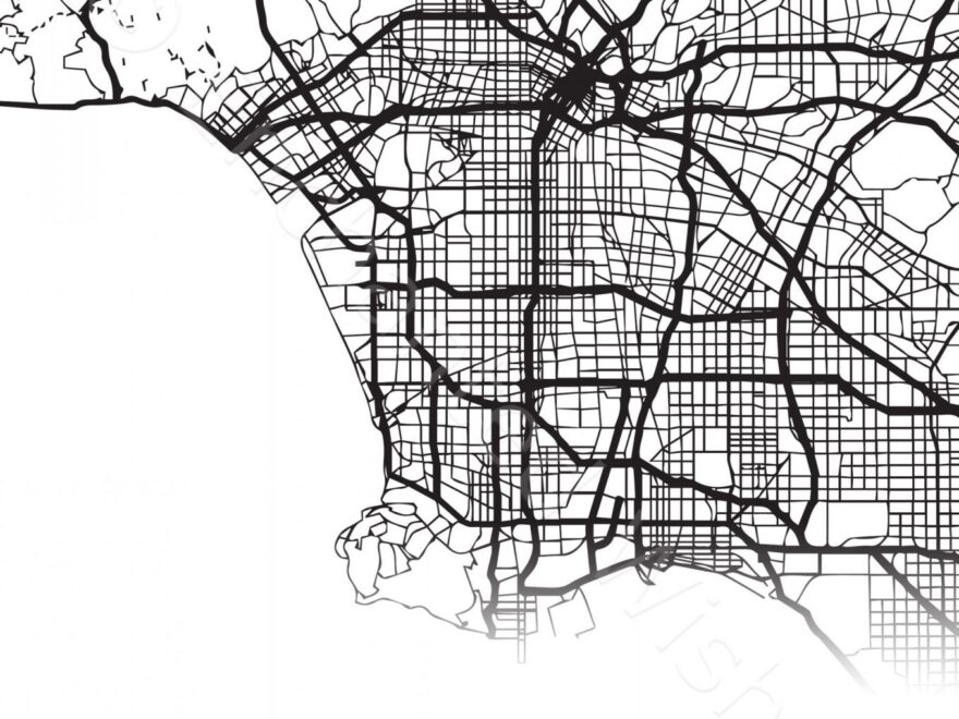 Large Los Angeles City Map Print Wall Art Printable Prints