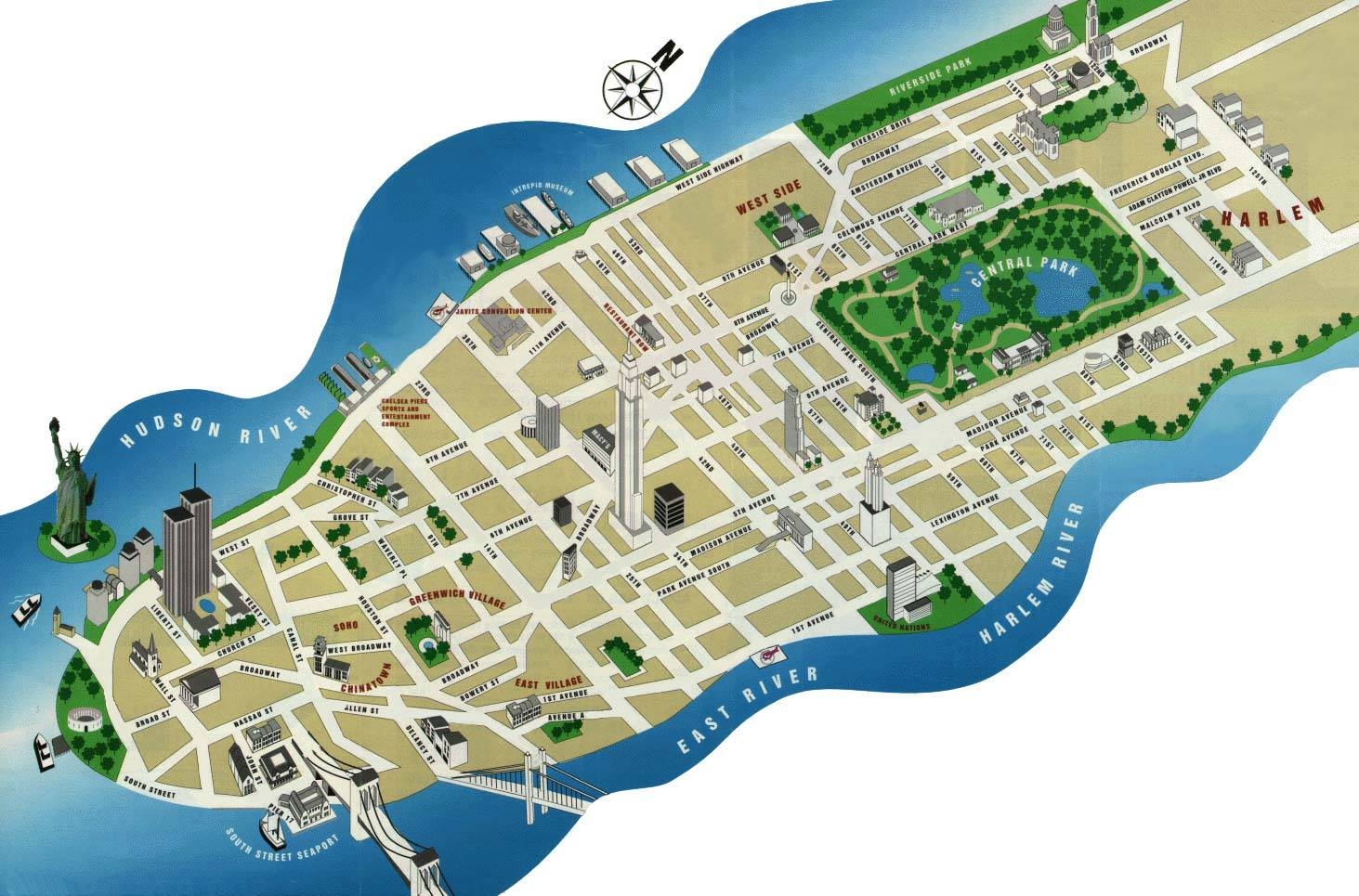 Free Map Sections Of Manhattan Printable