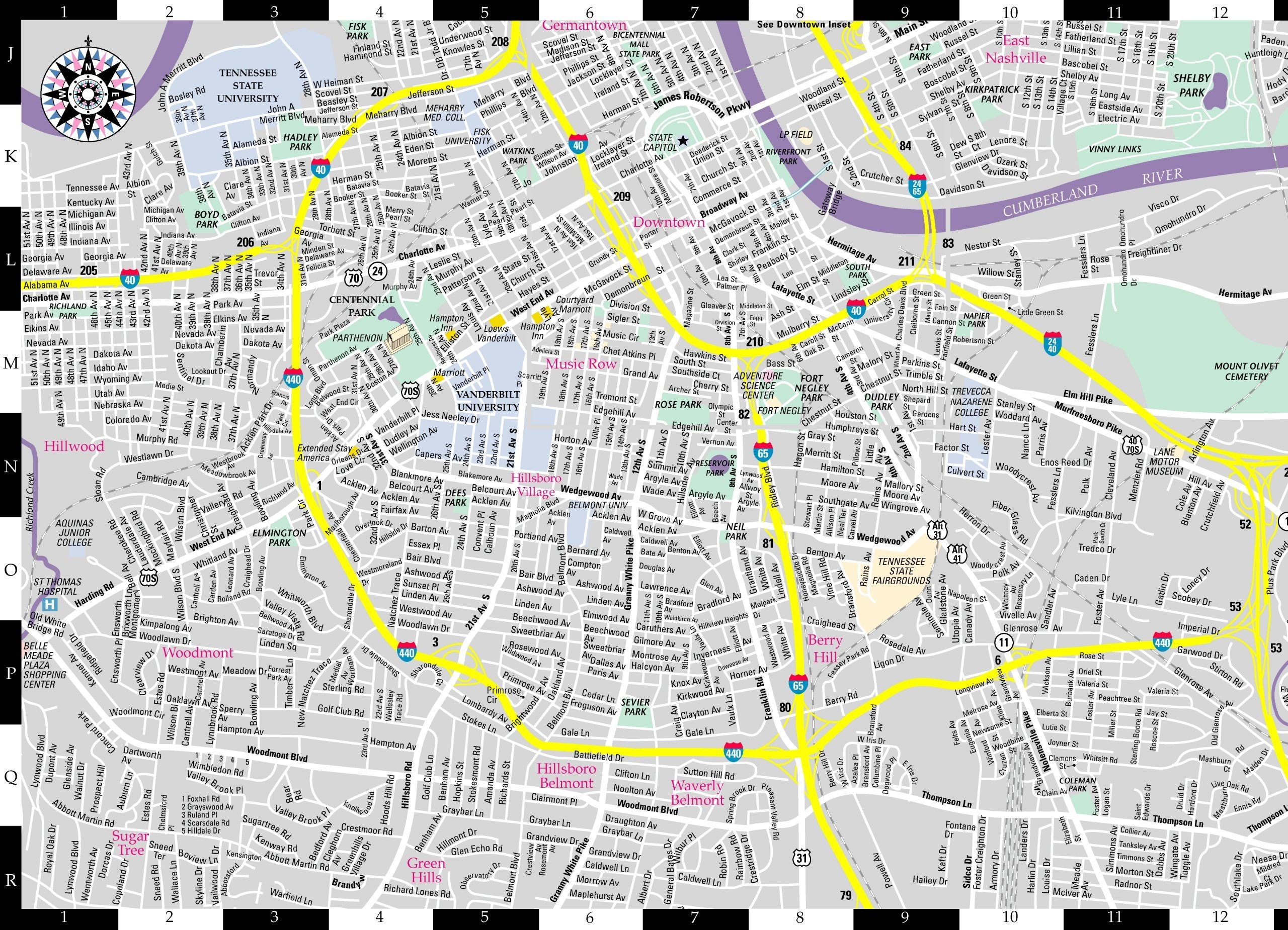Nashville City Map Printable