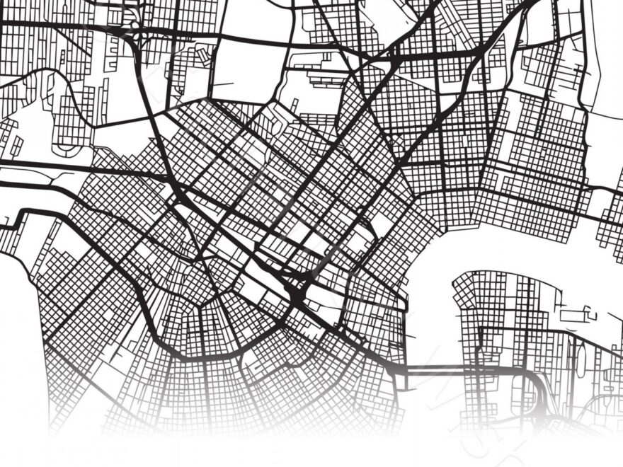 Large New Orleans City Map Print Wall Art Printable Prints