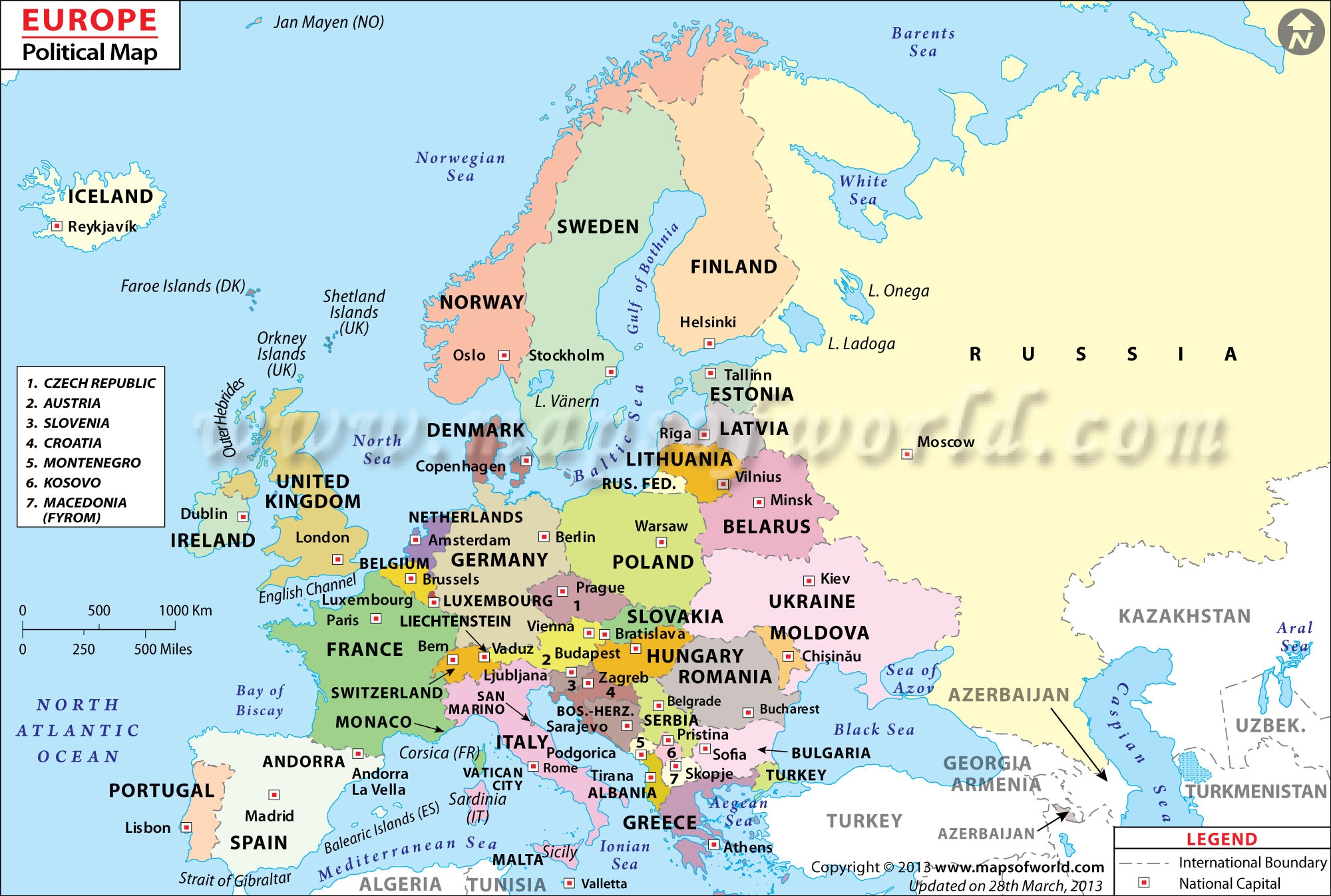 Printable Europe Map With Cities Printable Europe Map With Cities