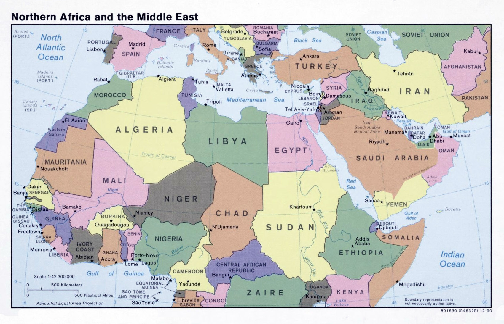 Large Political Map Of North Africa And The Middle East 1990 North Africa Africa Mapsland Maps Of The World