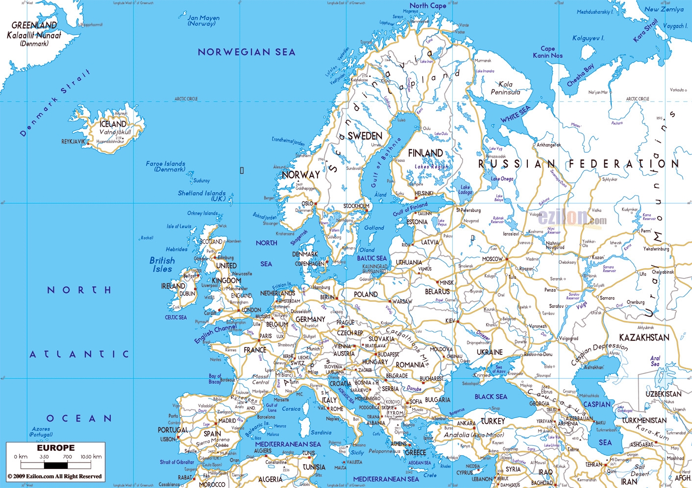 Large Road Map Of Europe Europe Mapsland Maps Of The World Worksheets Library
