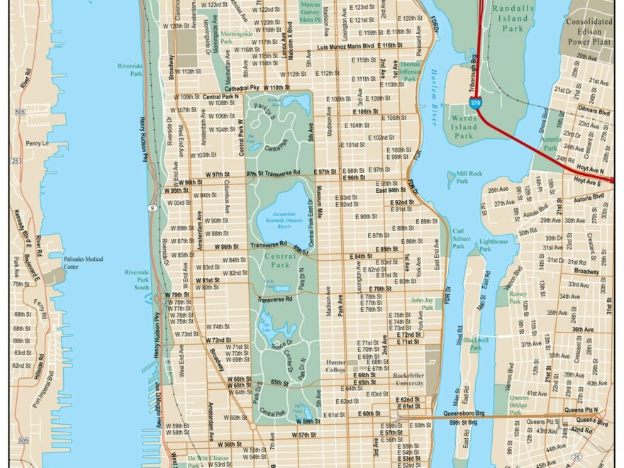 Large Road Map Of Manhattan With Street Names New York USA United States Of America North America Mapsland Maps Of The World