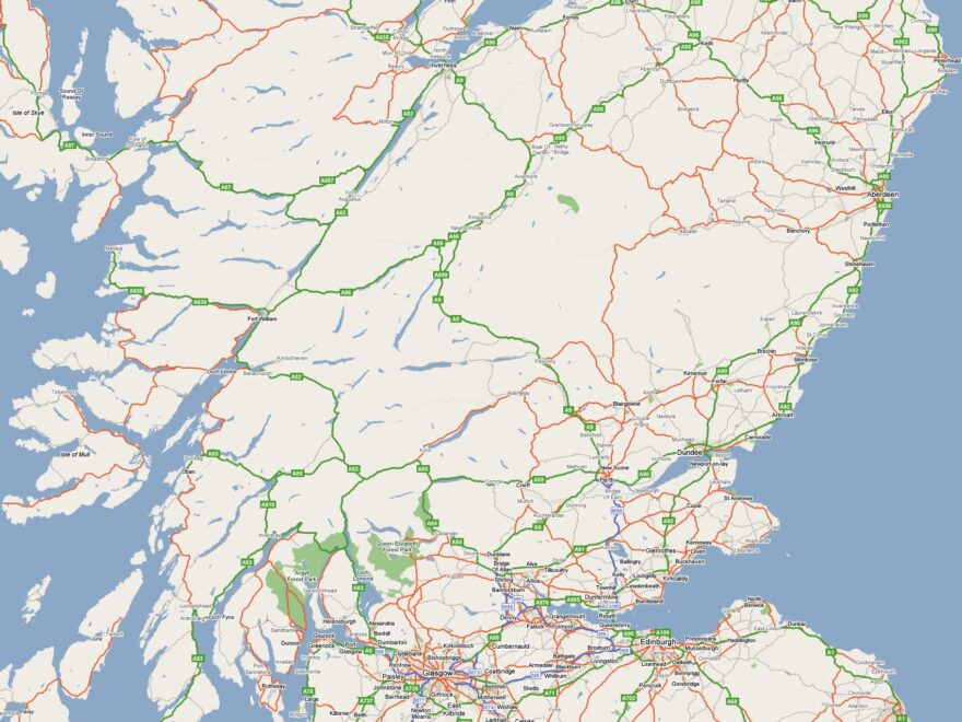 Large Road Map Of Scotland With Cities Scotland United Kingdom Europe Mapsland Maps Of The World