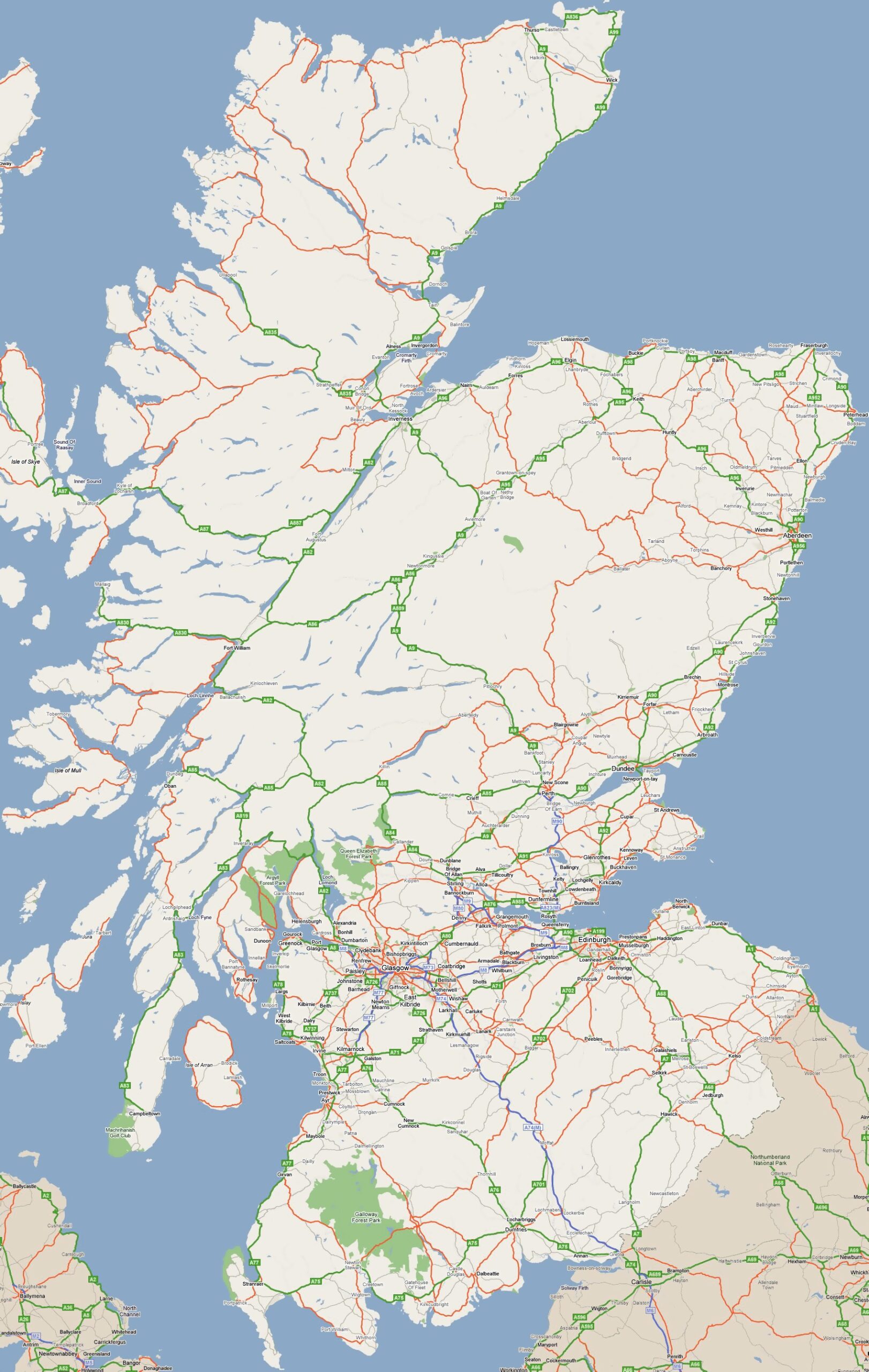 Large Road Map Of Scotland With Cities Scotland United Kingdom Europe Mapsland Maps Of The World