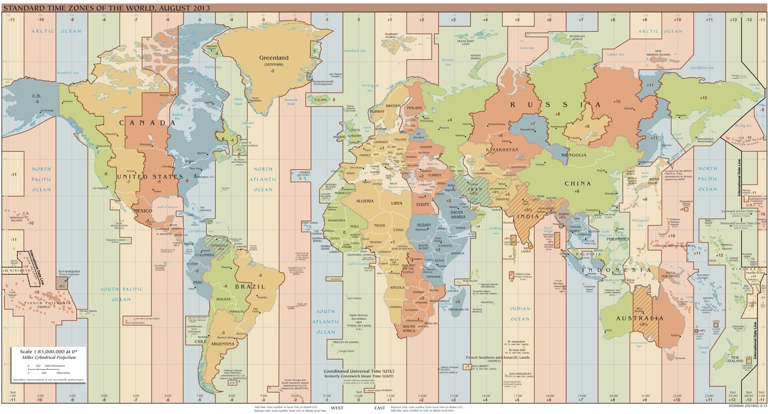Large Scale Time Zones Map Of The World 2013 Time Zones Of The World World Mapsland Maps Of The World