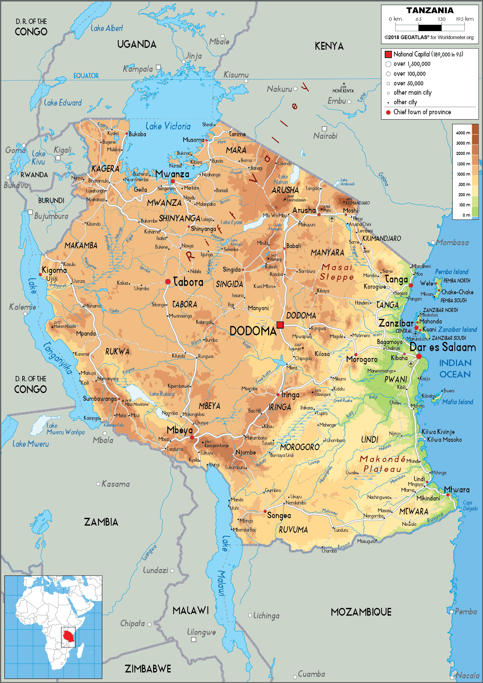 Printable Map Of Tanzania
