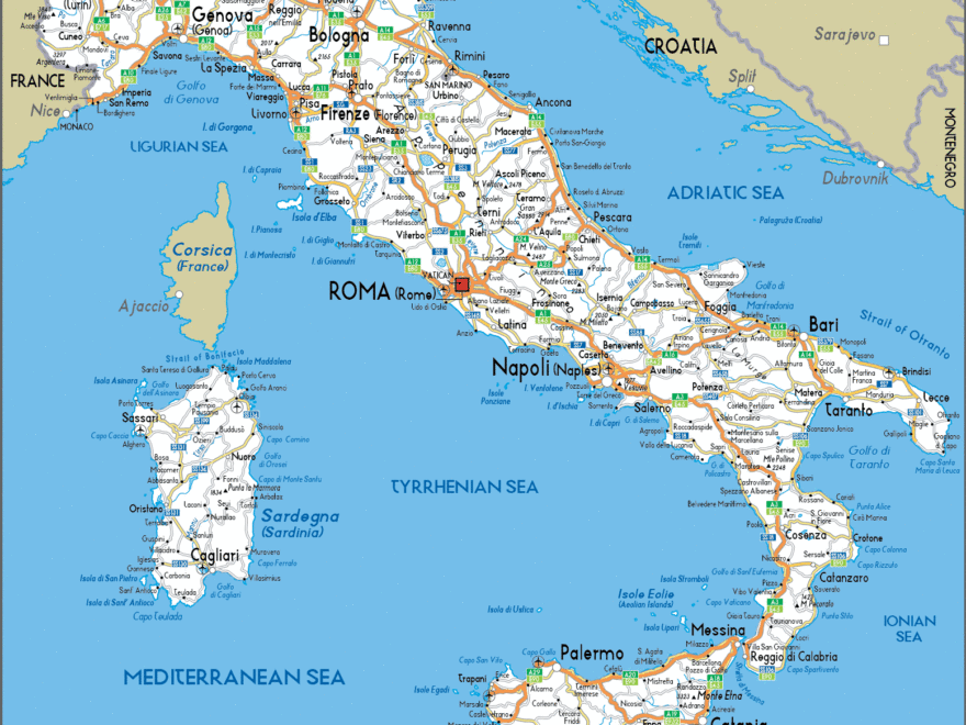 Large Size Road Map Of Italy Worldometer