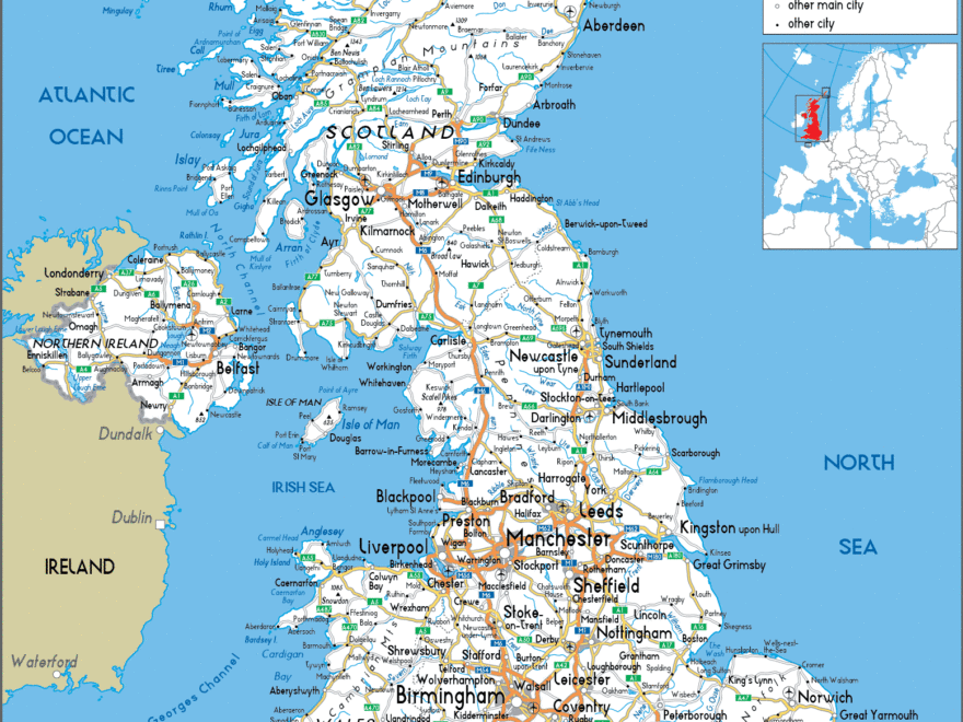 Large Size Road Map Of The United Kingdom Worldometer