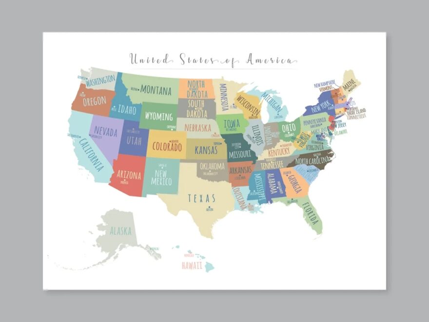 Large US Map PRINTABLE State Capitals Map USA Map Wall Art Usa Map For Kids Home Kids Room Decor P453B Etsy
