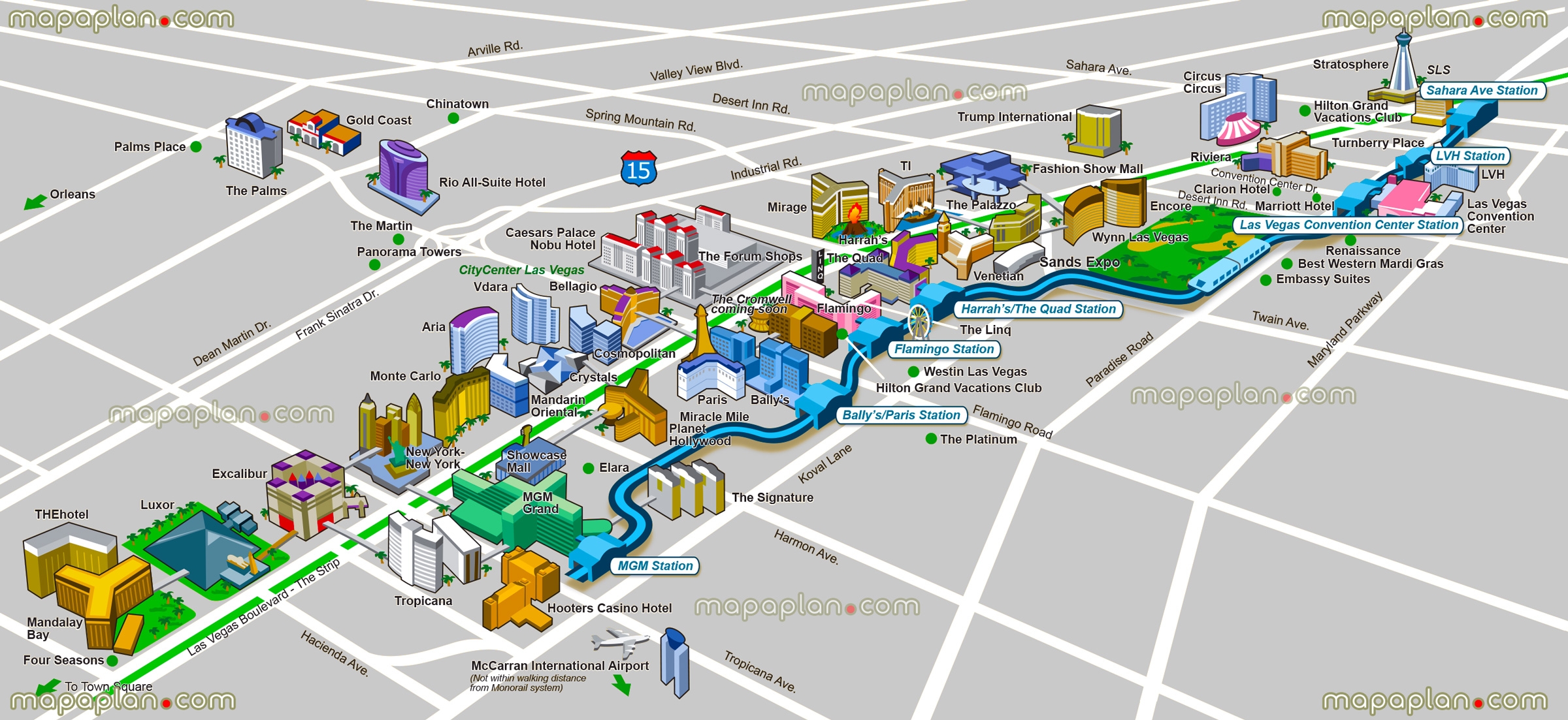 Las Vegas Strip Hotel Map Printable