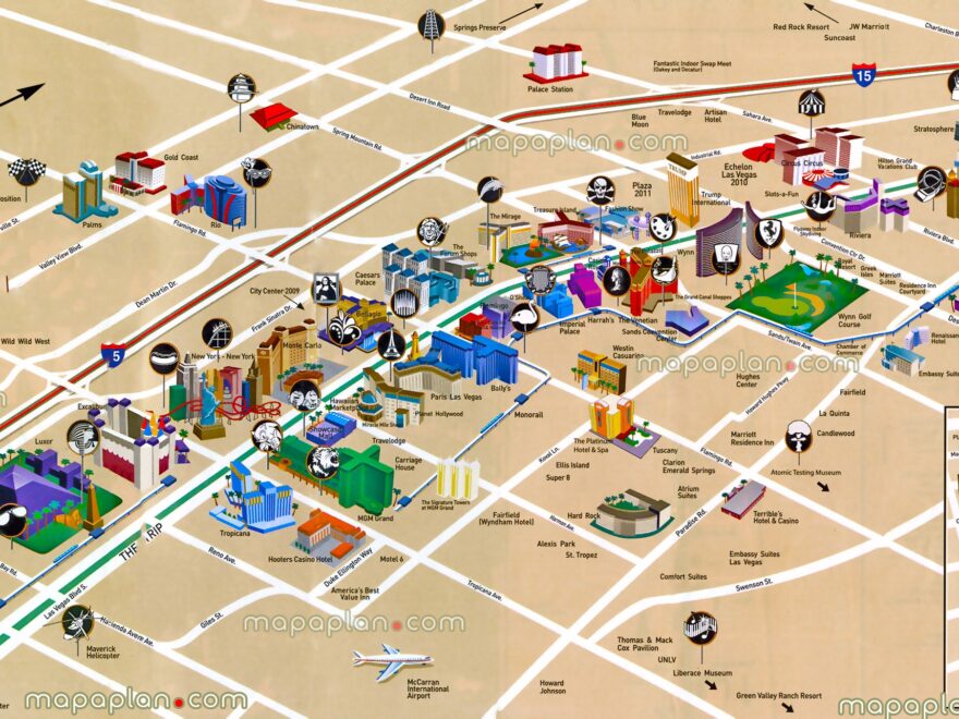 Las Vegas Location Map Strip Blvd Hotels Bird s Eye 3d Buildings Aerial Satellite Virtual Interactive Funny Easy View Showing City Center Downtown Signature Towers Hard Rock Monte Carlo Mandalay