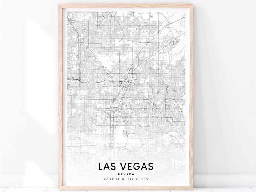 Las Vegas Map Print Nevada USA Map Art Poster City Street Map Print Black And White Modern Minimalist Office Decor Printable Wall Art Etsy