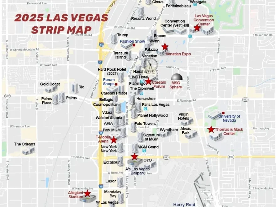 Las Vegas Strip Map 2025 Updated LasVegasHowTo