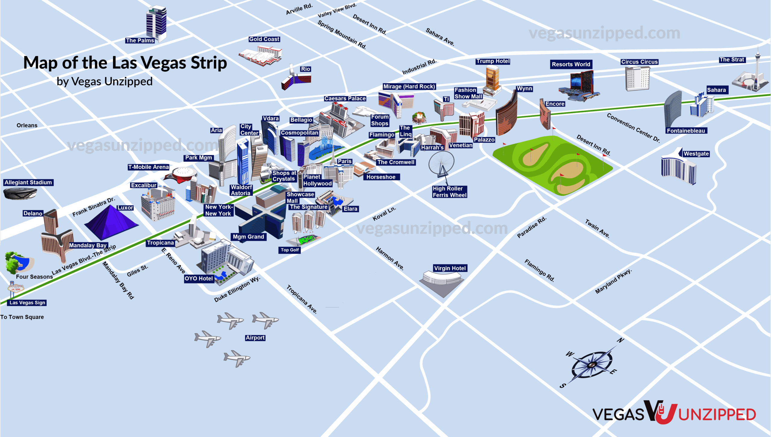 Las Vegas Strip Map Casino Hotel Maps 2025 