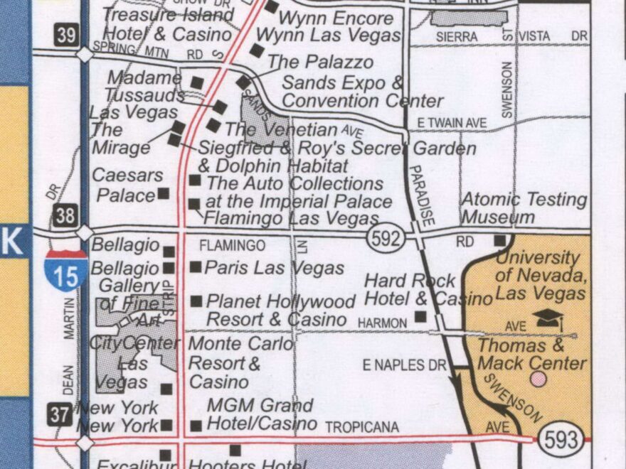 Las Vegas Strip NV Road Map Highway Las Vegas Strip Surrounding Area