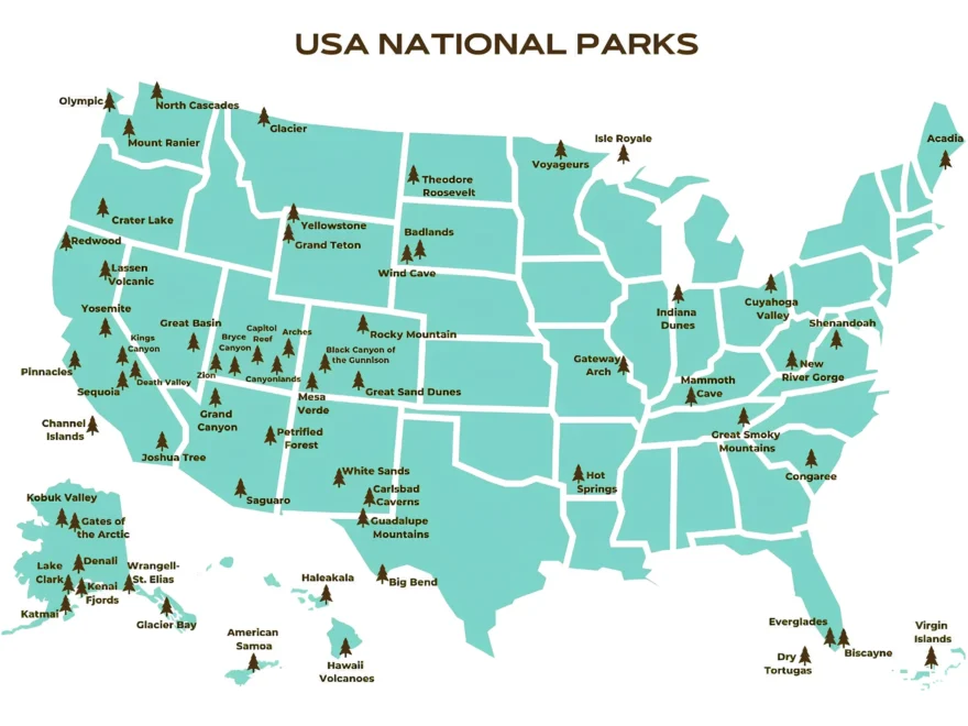List Of National Parks In The United States 2025 And Map
