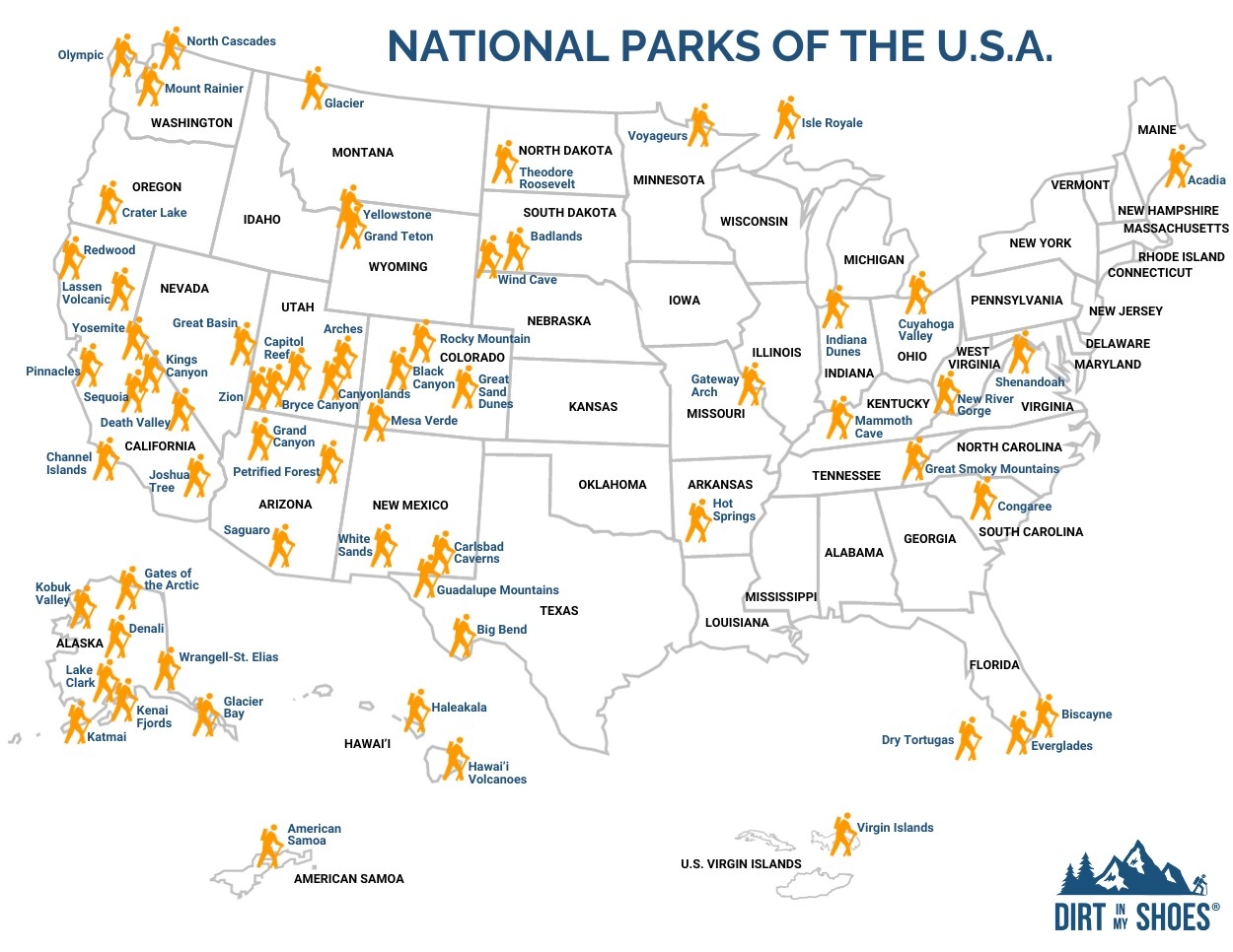 American National Parks Map Printable