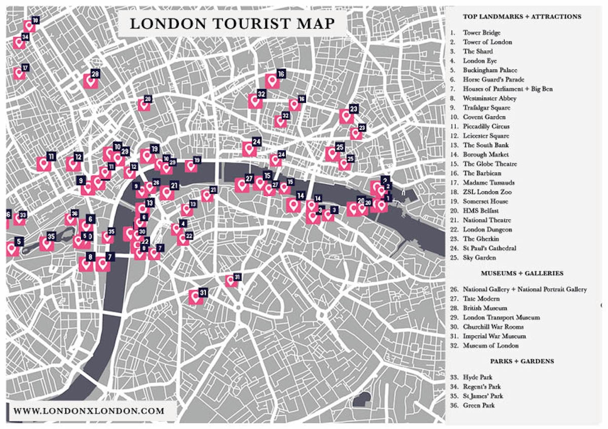 Free Printable Tourist Map London