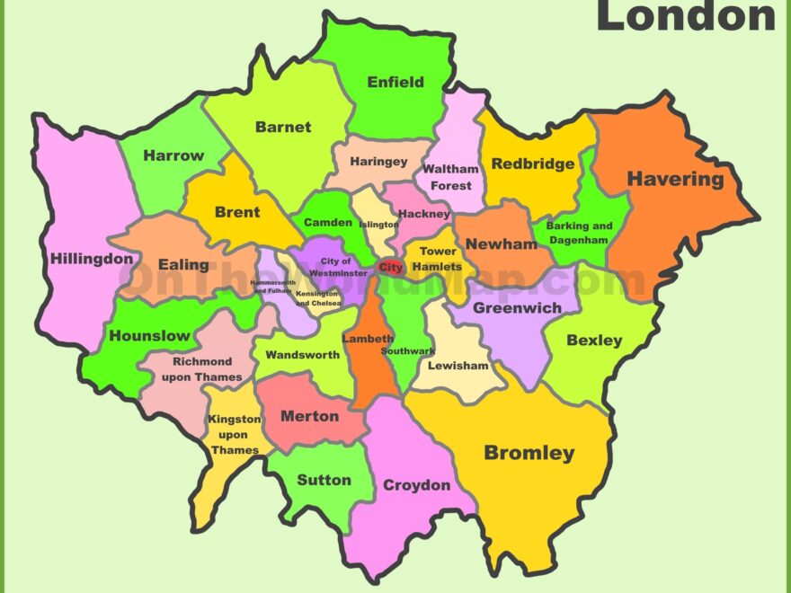 London Boroughs Map Ontheworldmap