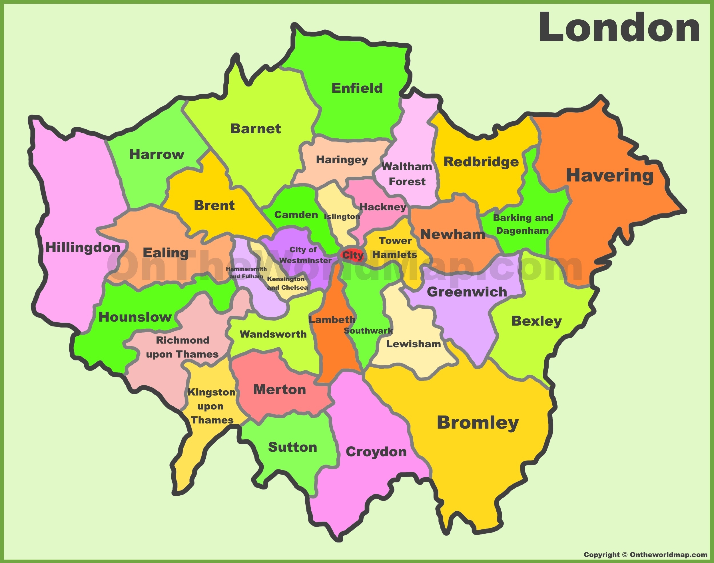 London Boroughs Map Ontheworldmap London Boroughs Map Ontheworldmap