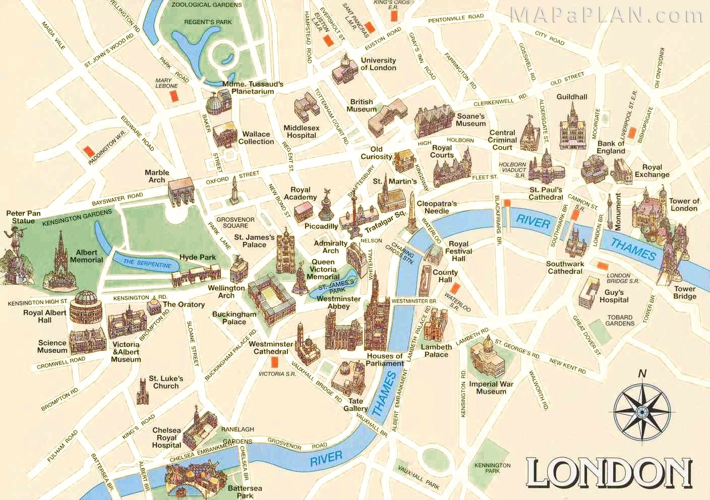 London Sightseeing Map Printable