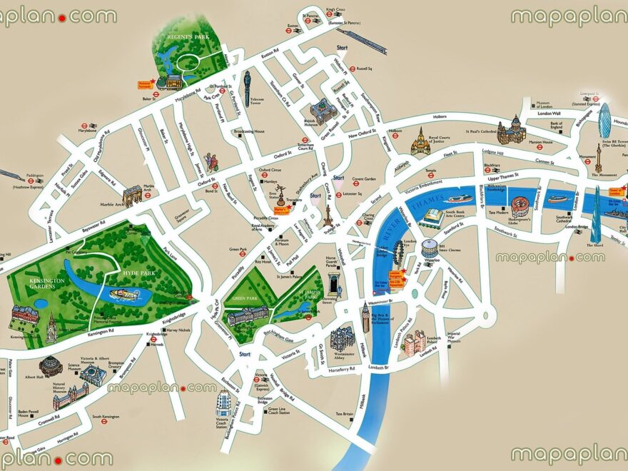 London Top Tourist Attractions Printable City Street Map Flickr