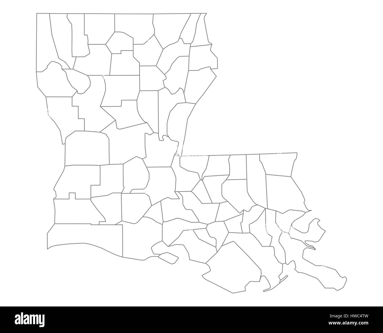 Printable Blank Louisiana Parish Map