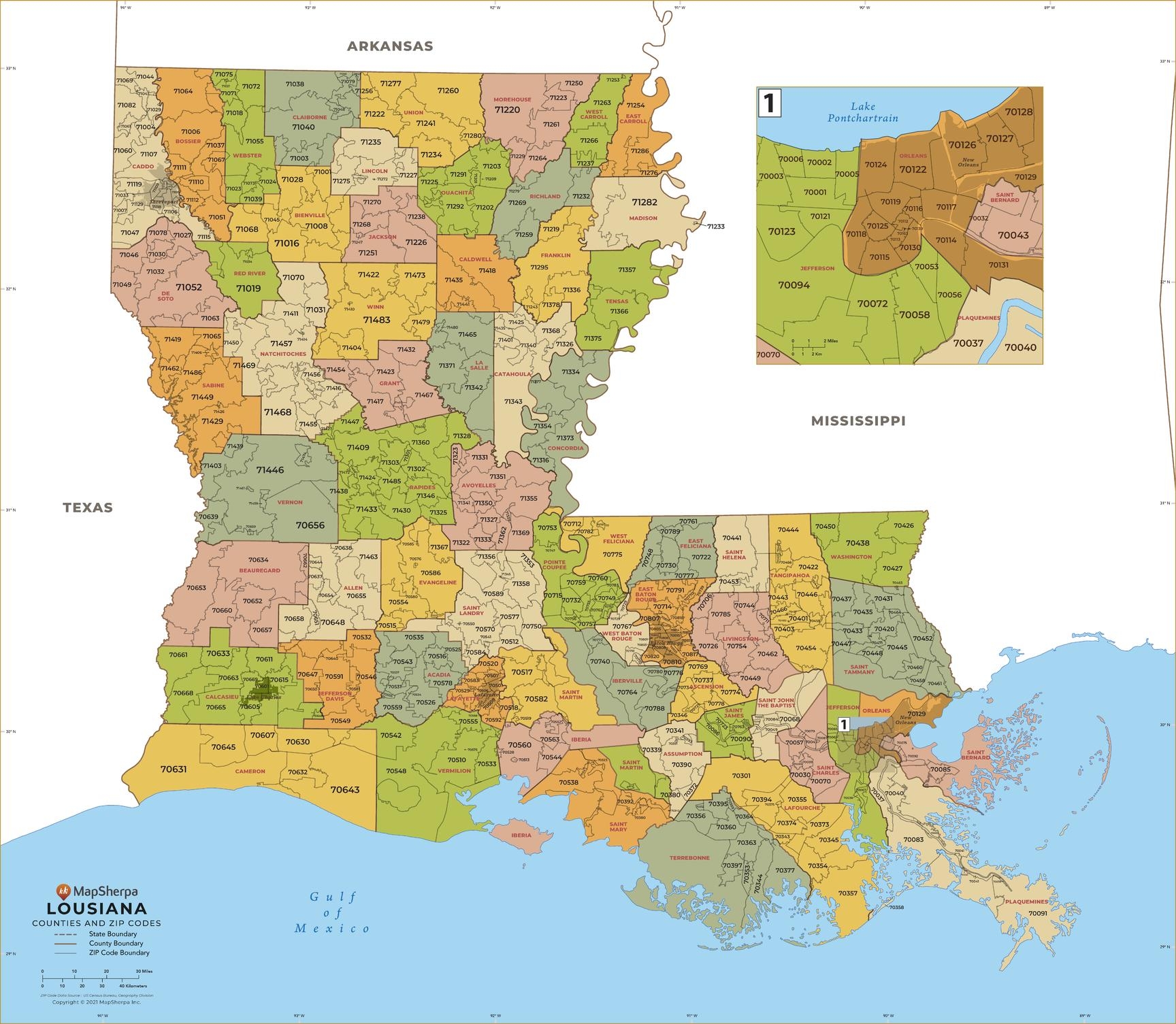 Printable Louisiana County Map Printable Louisiana County Map