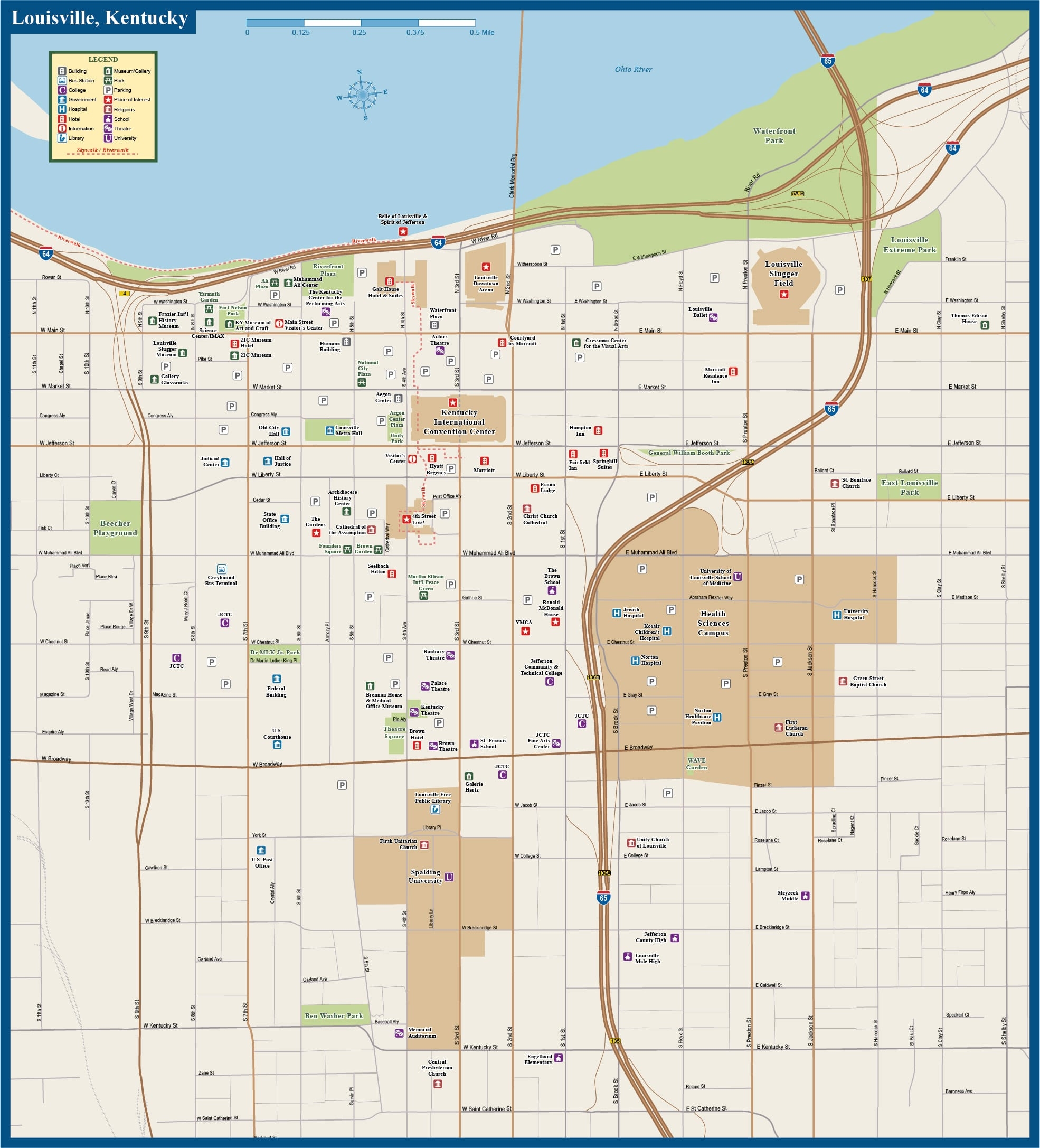 Downtown Louisville Map Printable