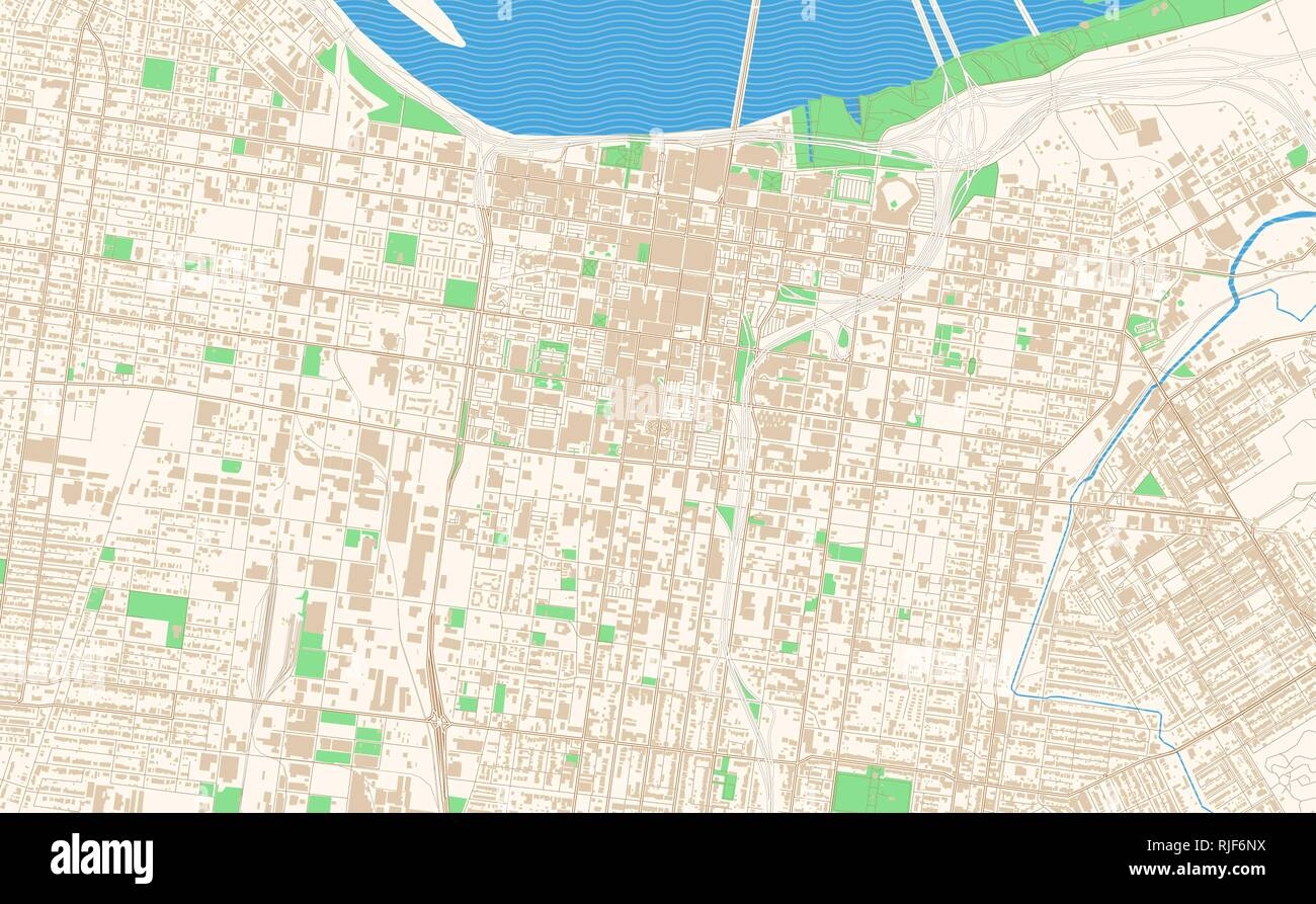 Louisville Kentucky Printable Map Excerpt This Vector Streetmap Of Downtown Louisville Is Made For Infographic And Print Projects Stock Vector Image Art Alamy