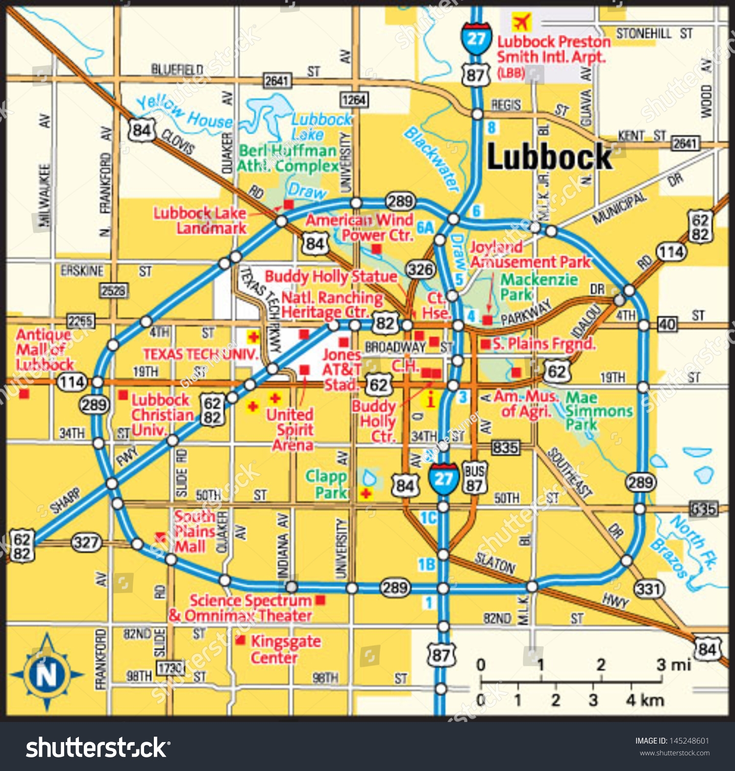 Lubbock Texas Area Map Stock Vector Royalty Free 145248601 Shutterstock