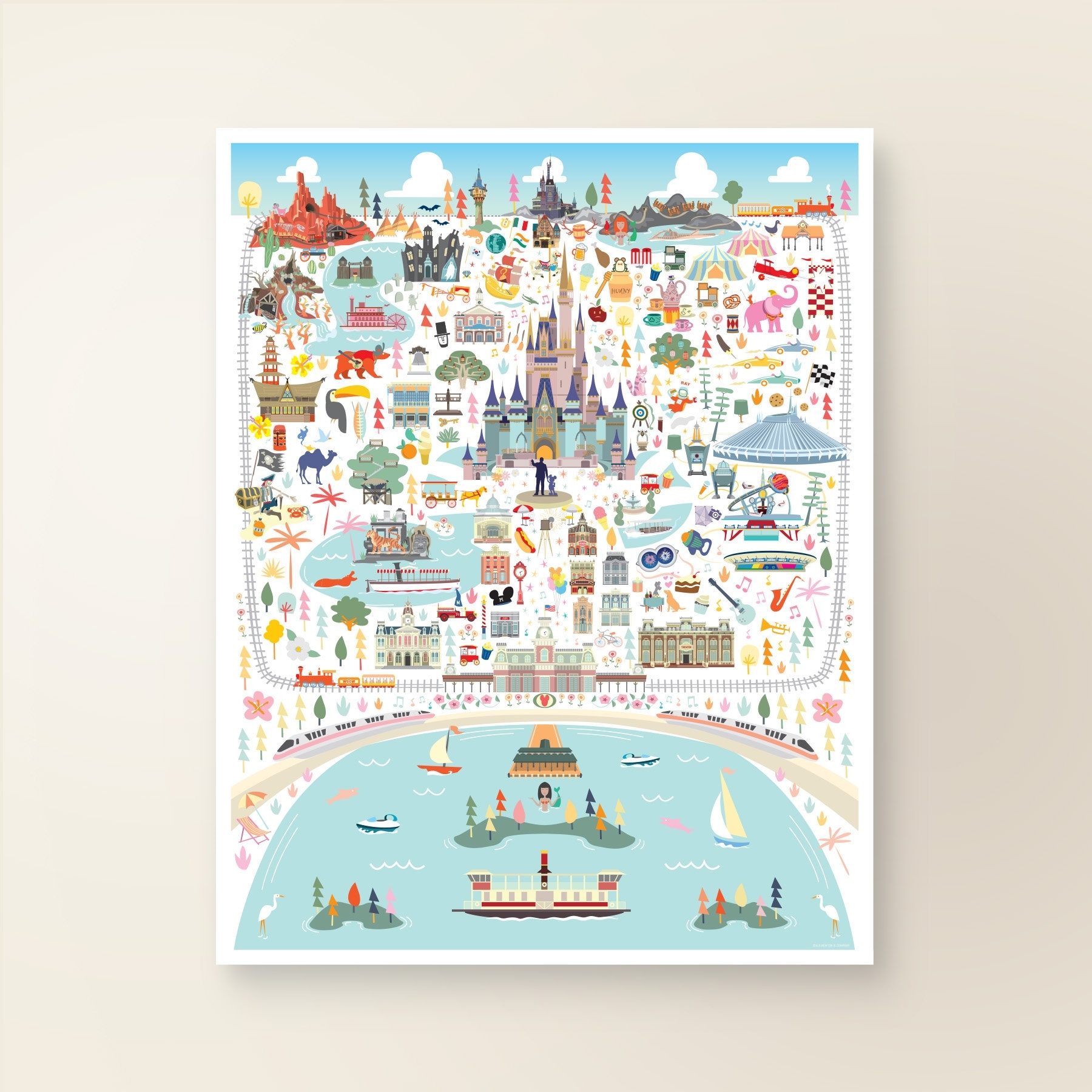 MAGIC KINGDOM Poster Walt Disney World Magic Kingdom Whimsical Map Walt Disney World Wall Decor Disney Art Print Etsy