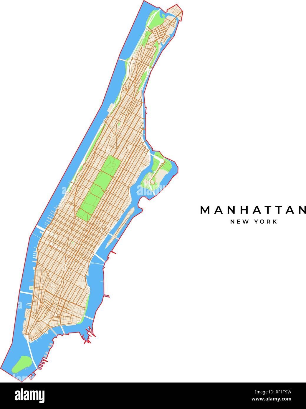 Simple Printable Map Manhattan