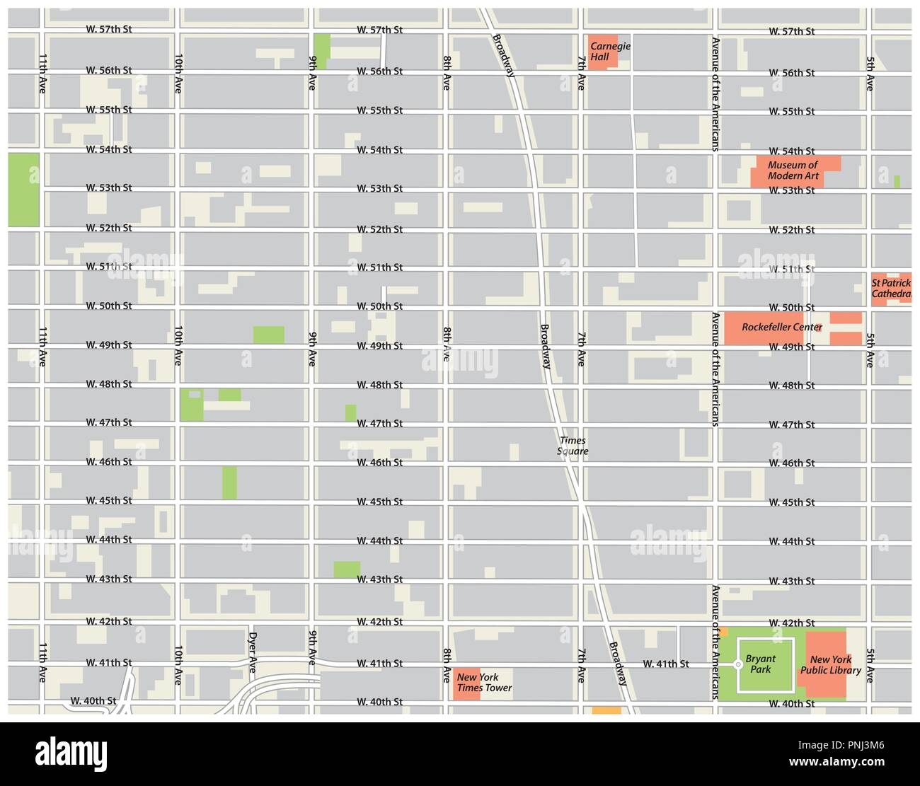 Manhattan Midtown Map Stock Vector Images Alamy