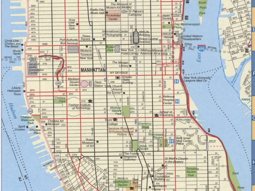 Manhattan NY Road Map Free Printable Map Highway Manhattan New York Worksheets Library