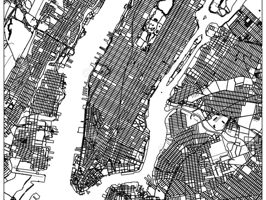 Manhattan Nyc Map Lineart Black And White Hand Drawn Illustration Icon Sign For Print And Labeling Royalty Free SVG Cliparts Vectors And Stock Illustration Image 155529606