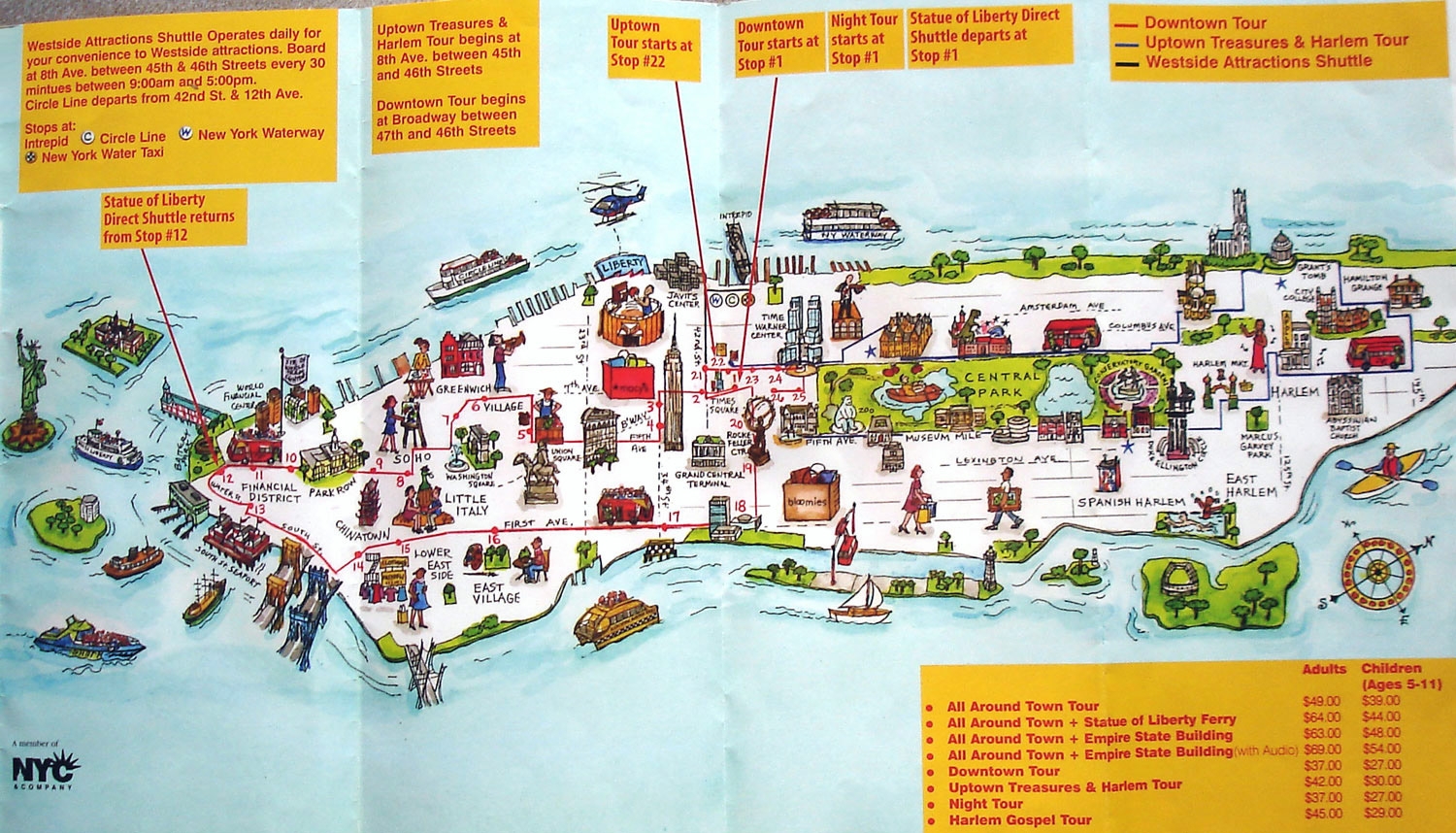 Manhattan NYC Travel Illustrated Map New York New York State USA Maps Of The USA Maps Collection Of The United States Of America