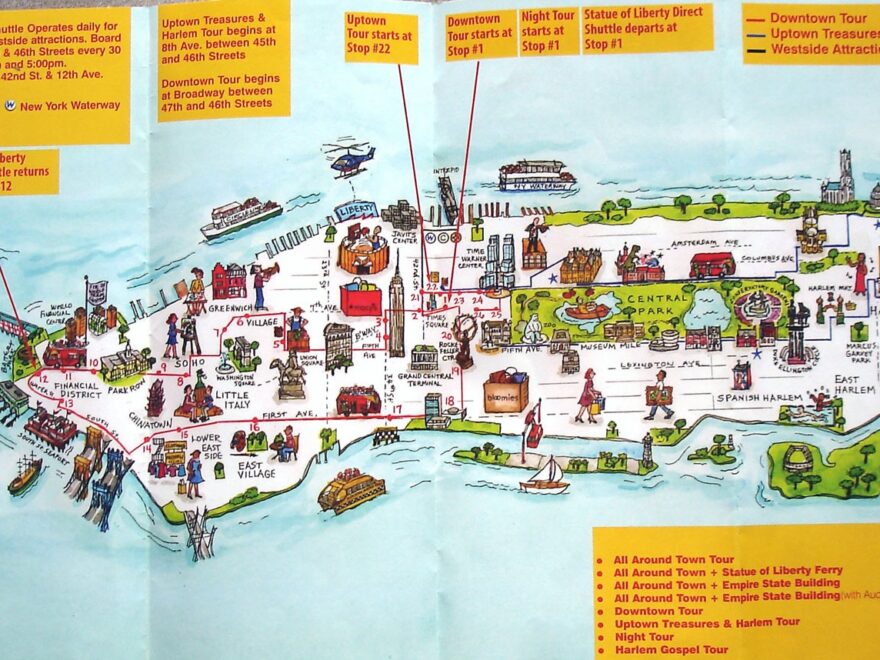 Manhattan NYC Travel Illustrated Map Travel Illustrated Map Of Manhattan NYC Vidiani Maps Of All Countries In One Place